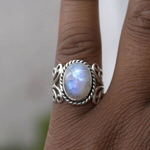 **AMORETTE* Silver x Opal Fashion Ring Size 7